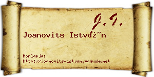 Joanovits István névjegykártya